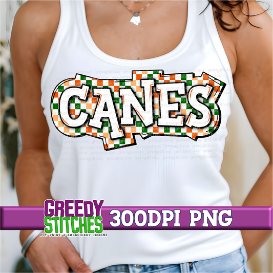 Checker Canes Plate PNG - Orange Green
