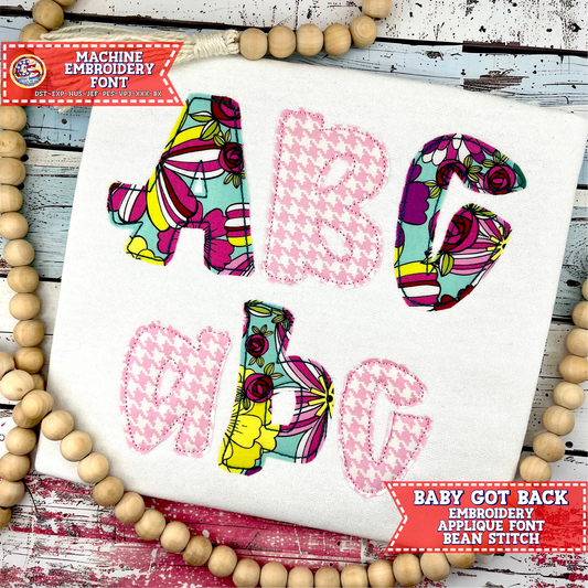 Baby Got Back Embroidery Applique Font