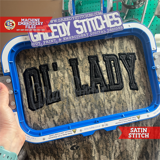 Ol' Lady Satin Stitch Applique Machine Embroidery Design