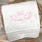 Embroidered Personalized Heirloom Quilt with Bow in White