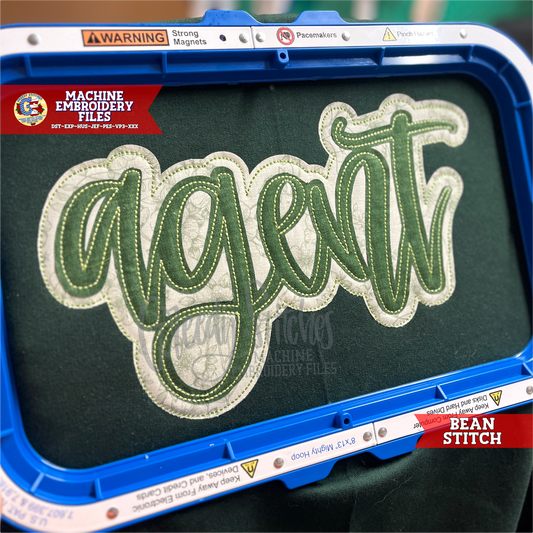 Agent Bean Stitch Double Applique Machine Embroidery Design