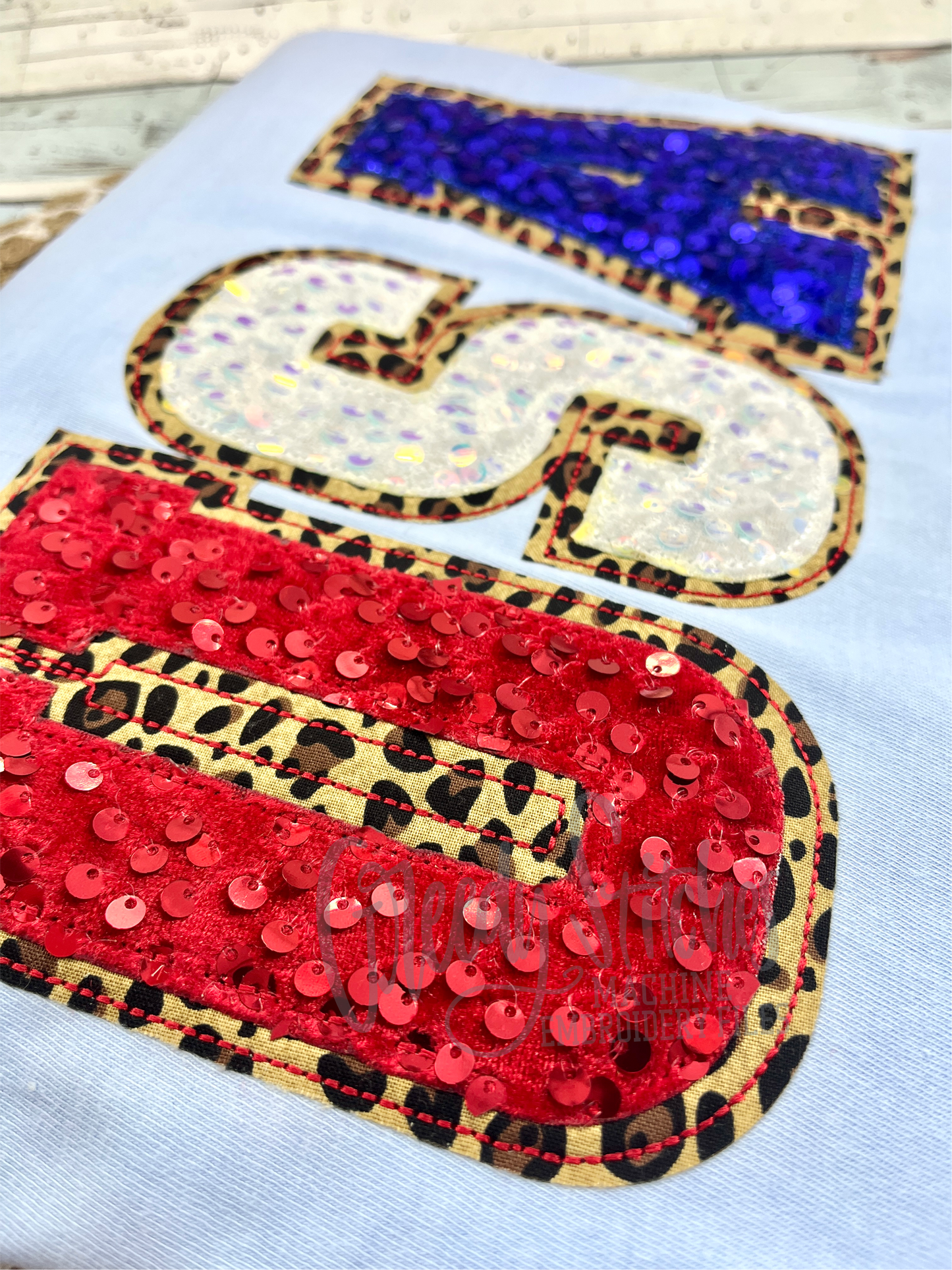 Varsity USA Double Applique Bean Stitch Machine Embroidery Design