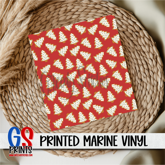 Gingerbread Christmas Tree Cookies Checker Marine Vinyl
