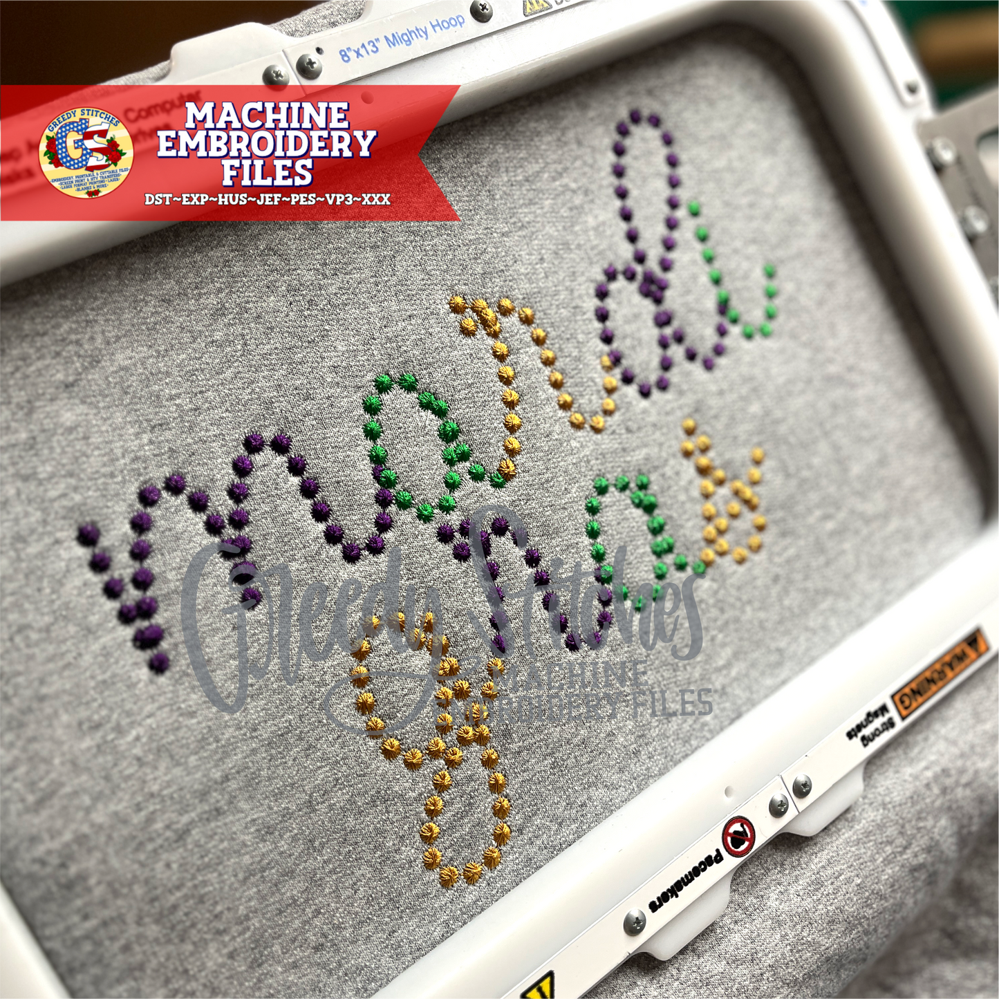 Mardi Gras Beads Machine Embroidery Design