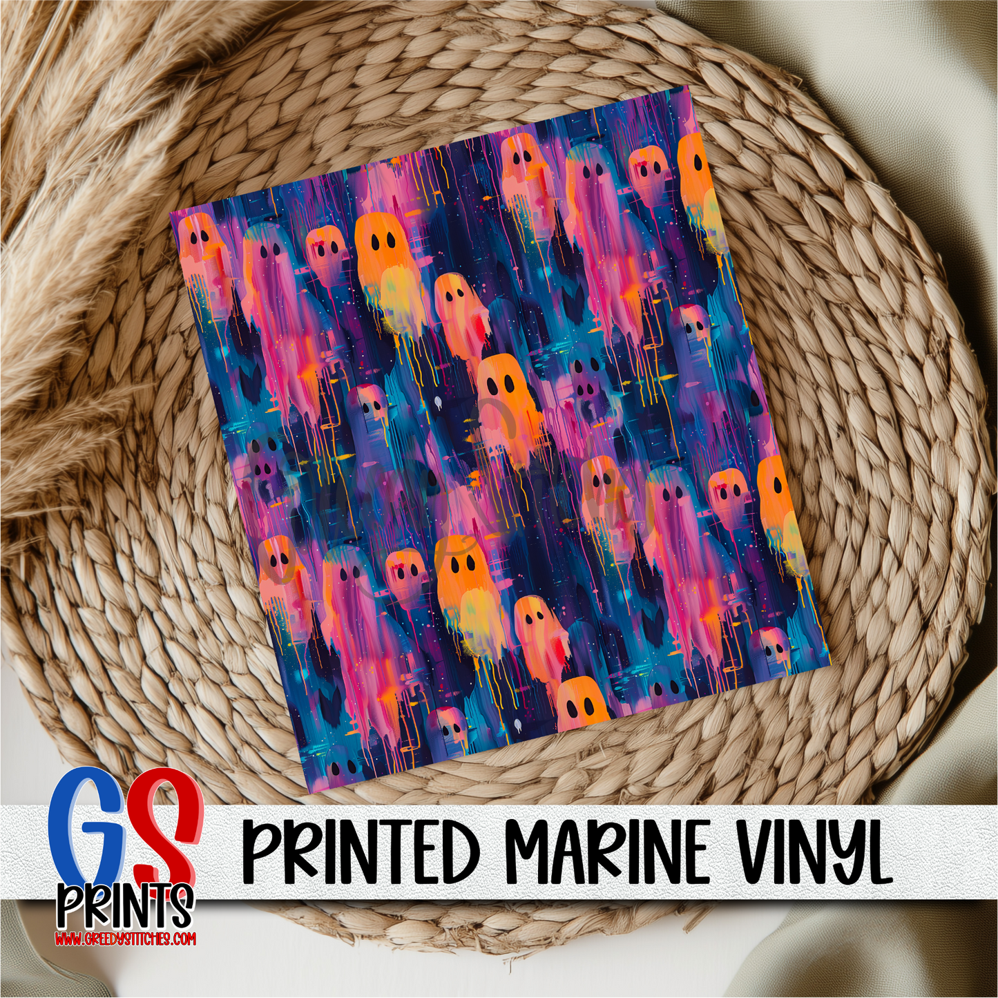 Dripping Paint Ghosts Print Marine Vinyl
