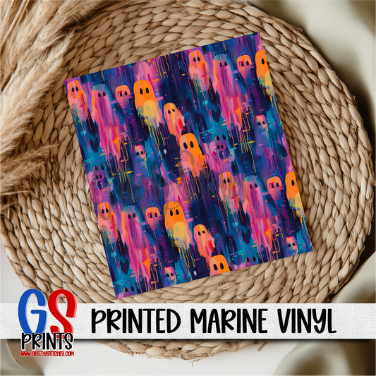 Dripping Paint Ghosts Print Marine Vinyl