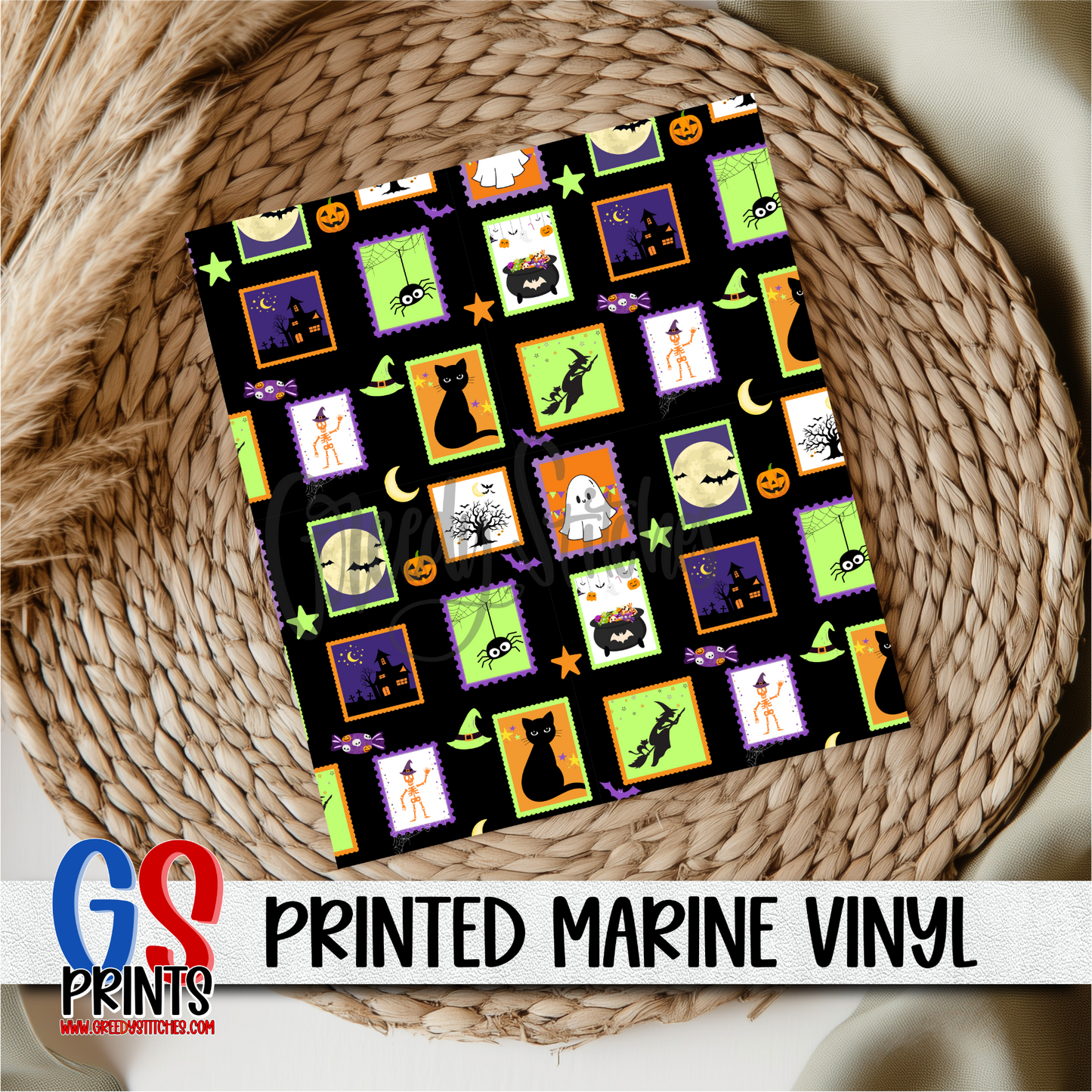 Halloween Stamps Print Marine Vinyl