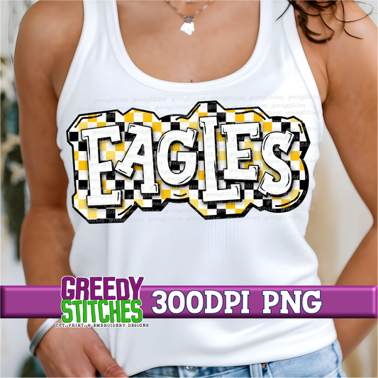 Checker Eagles Plate PNG - Black Yellow