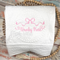 Embroidered Personalized Heirloom Quilt with Bow in White
