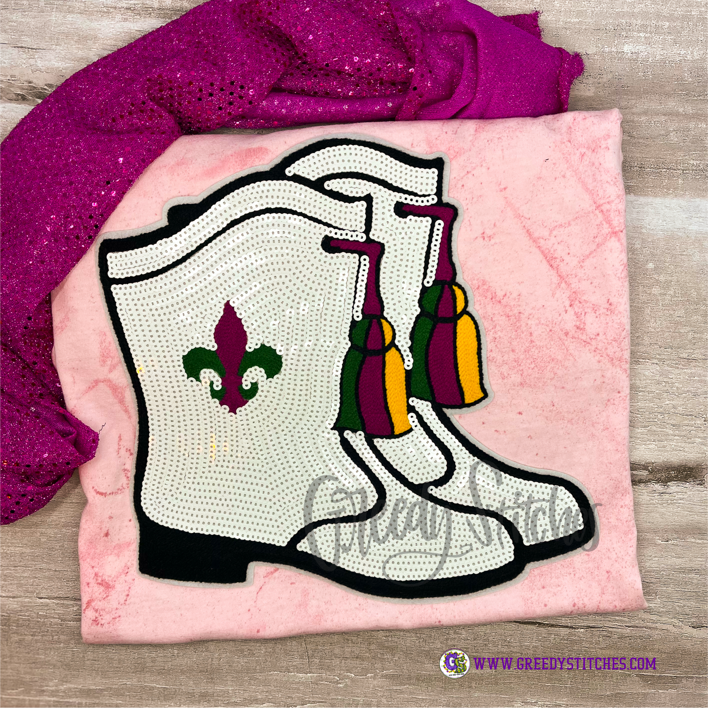 Sequin Mardi Gras Marching Boots Patch Mardi Gras Mardi Gras Patch