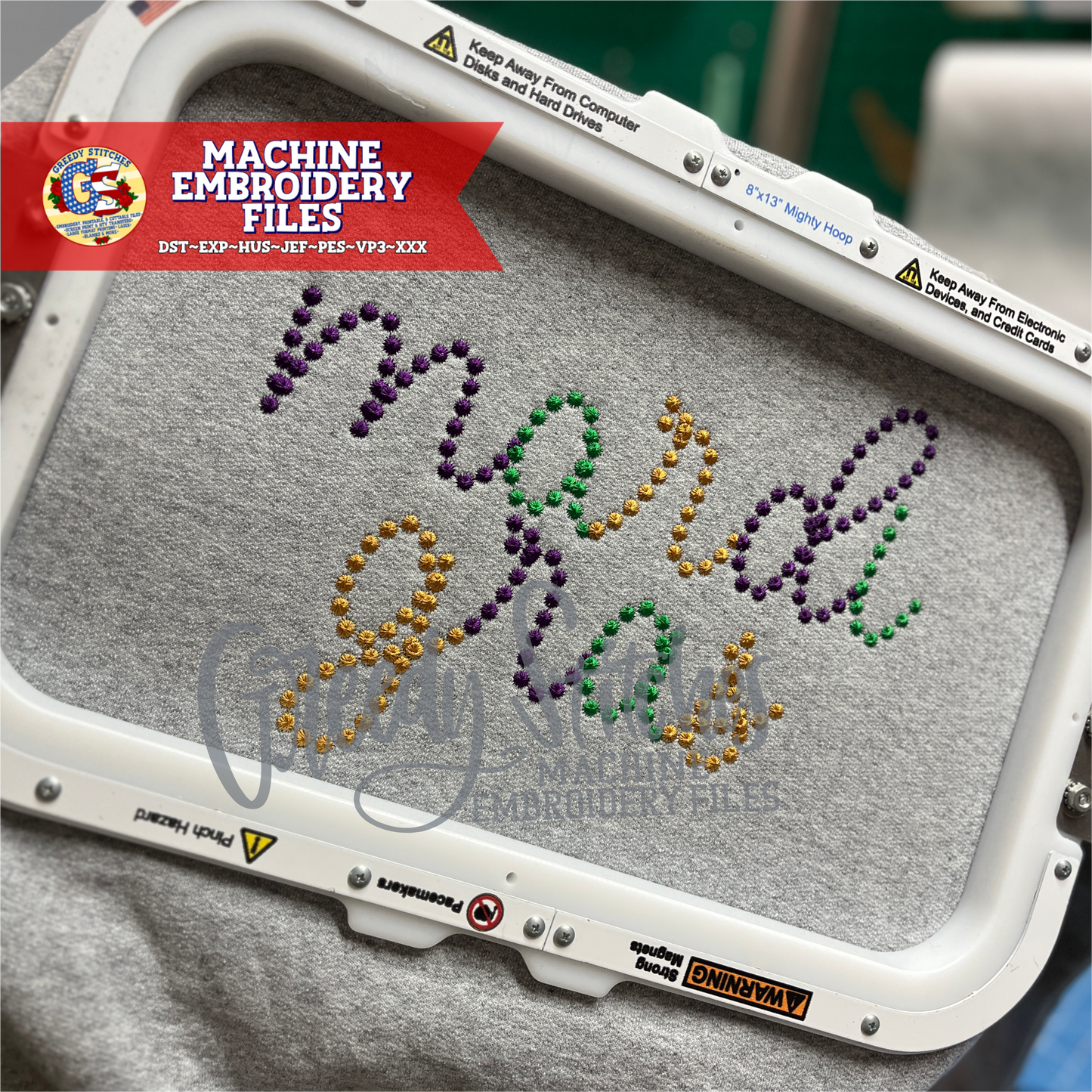 Mardi Gras Beads Machine Embroidery Design