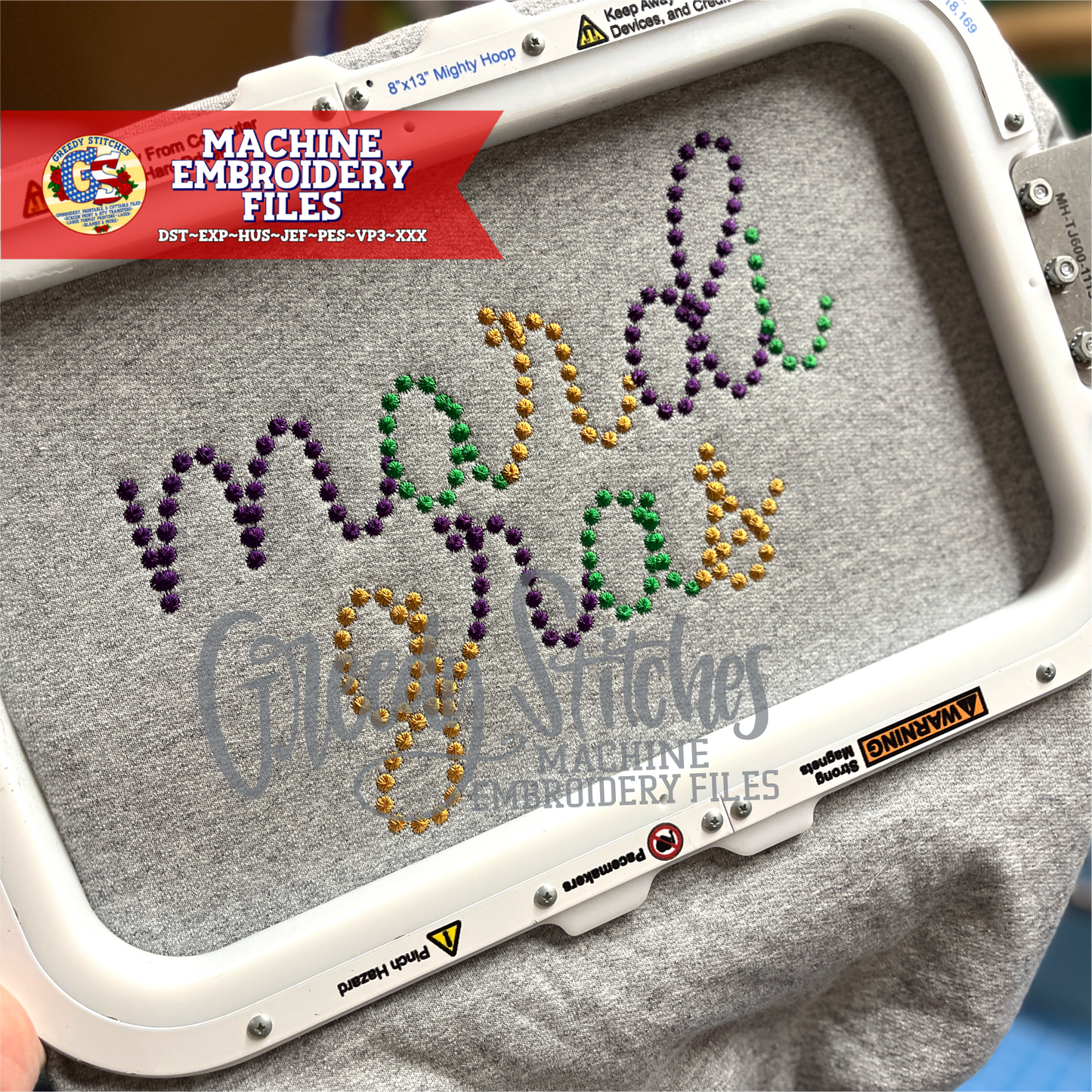 Mardi Gras Beads Machine Embroidery Design