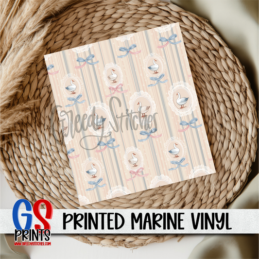 Lace Frame Cottage Goose Marine Vinyl