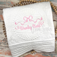 Embroidered Personalized Heirloom Quilt with Bow in White