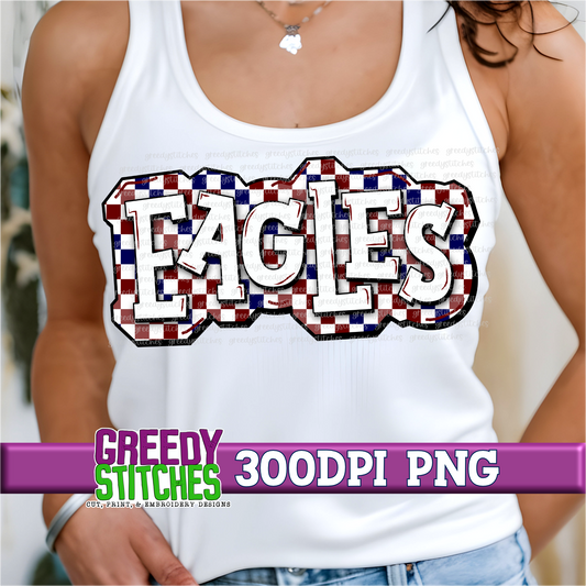 Checker Eagles Plate PNG - Navy Maroon