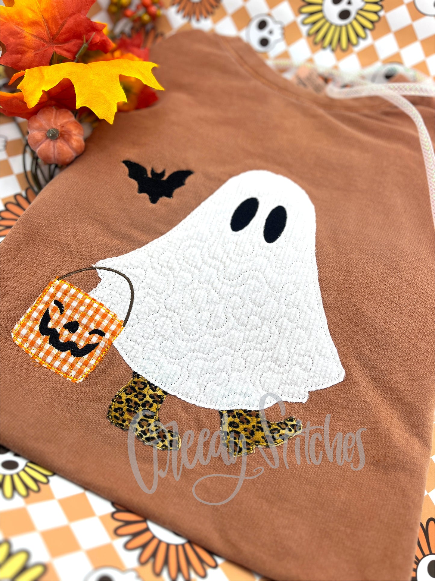 Western Trick or Treating Ghost Comfort Colors Long Sleeve T - Adult Sizes