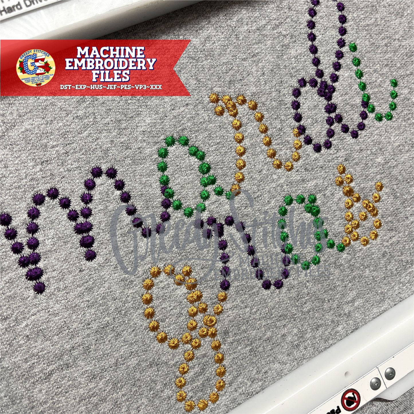 Mardi Gras Beads Machine Embroidery Design