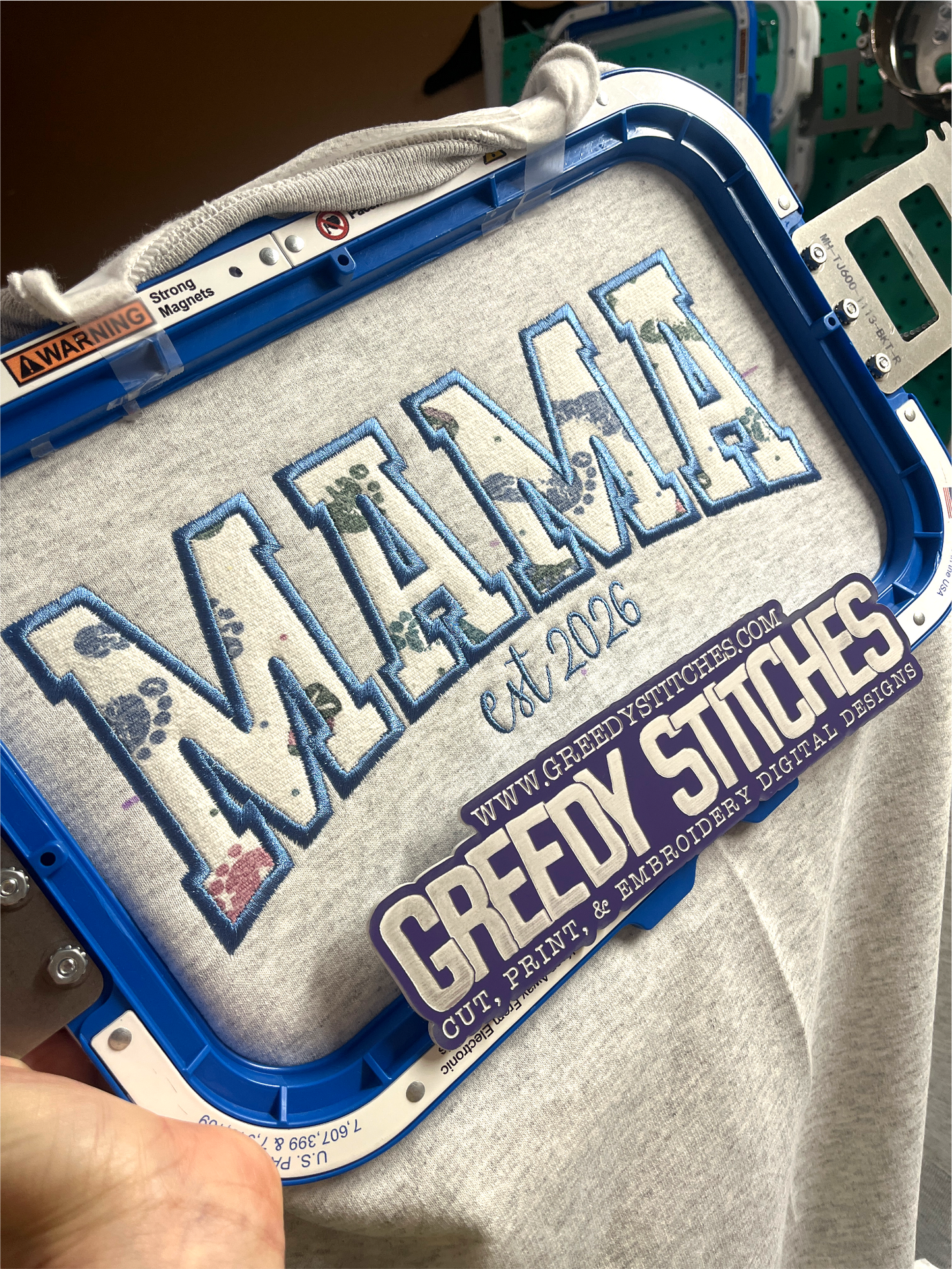 Mama Arched Varsity Satin Stitch Applique Machine Embroidery