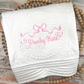 Embroidered Personalized Heirloom Quilt with Bow in White