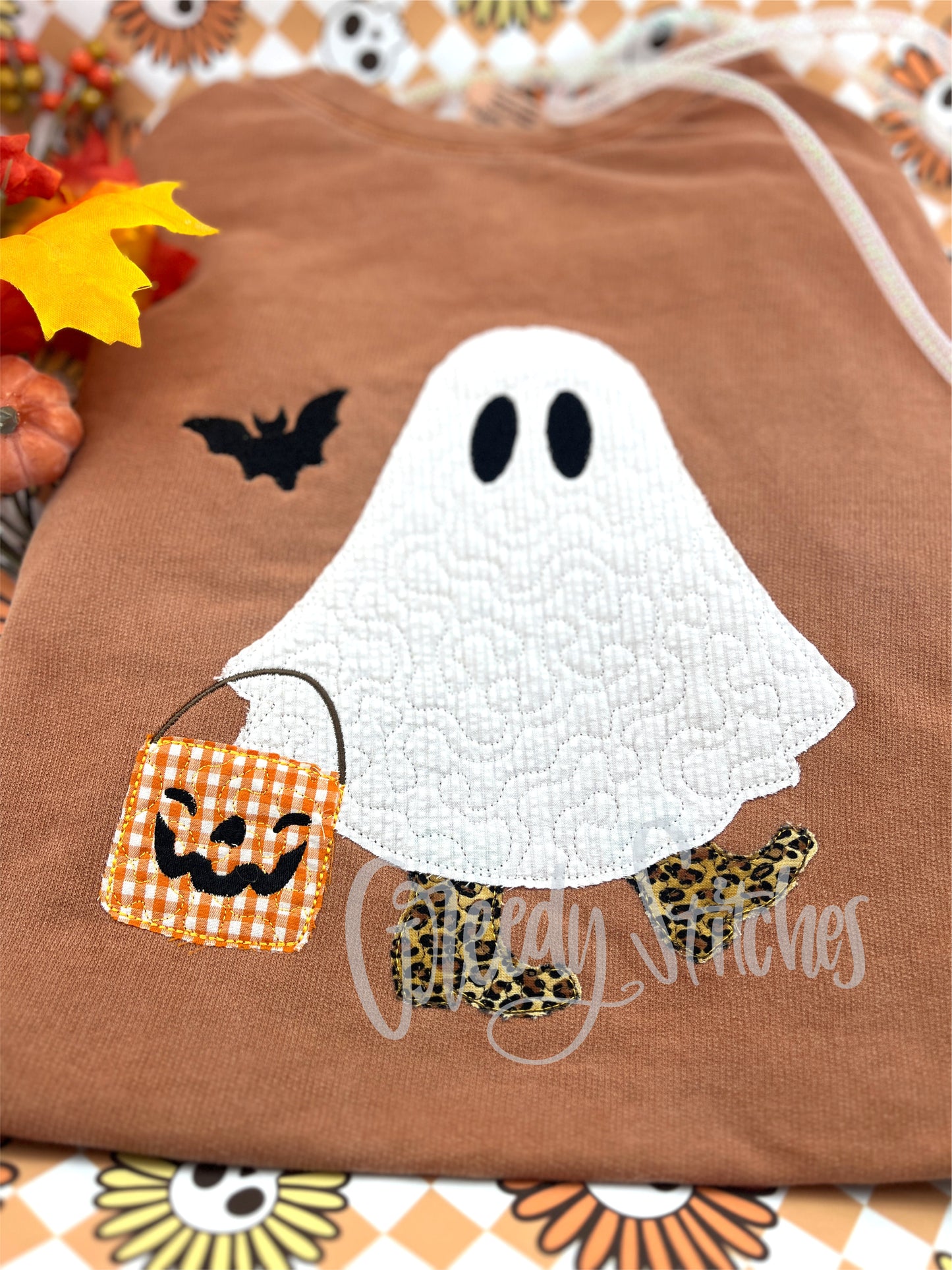 Western Trick or Treating Ghost Comfort Colors Long Sleeve T - Adult Sizes