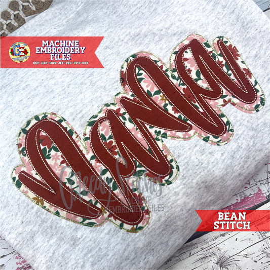 Nana Bean Stitch Double Applique Machine Embroidery Design
