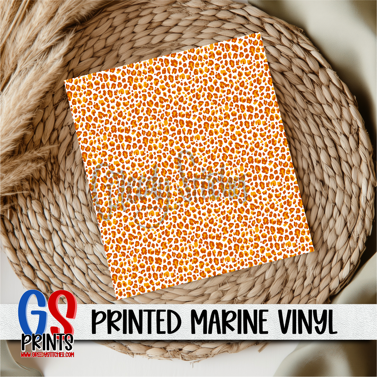 Halloween Leopard Print Orange Printed Marine Vinyl