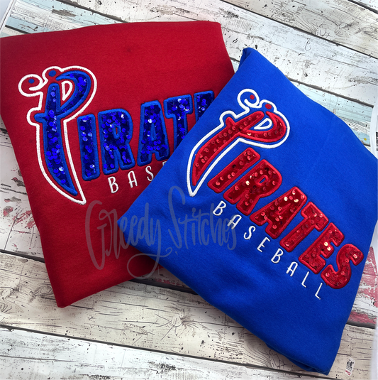 Pass Christian Pirates Baseball Sequin Sweatshirt