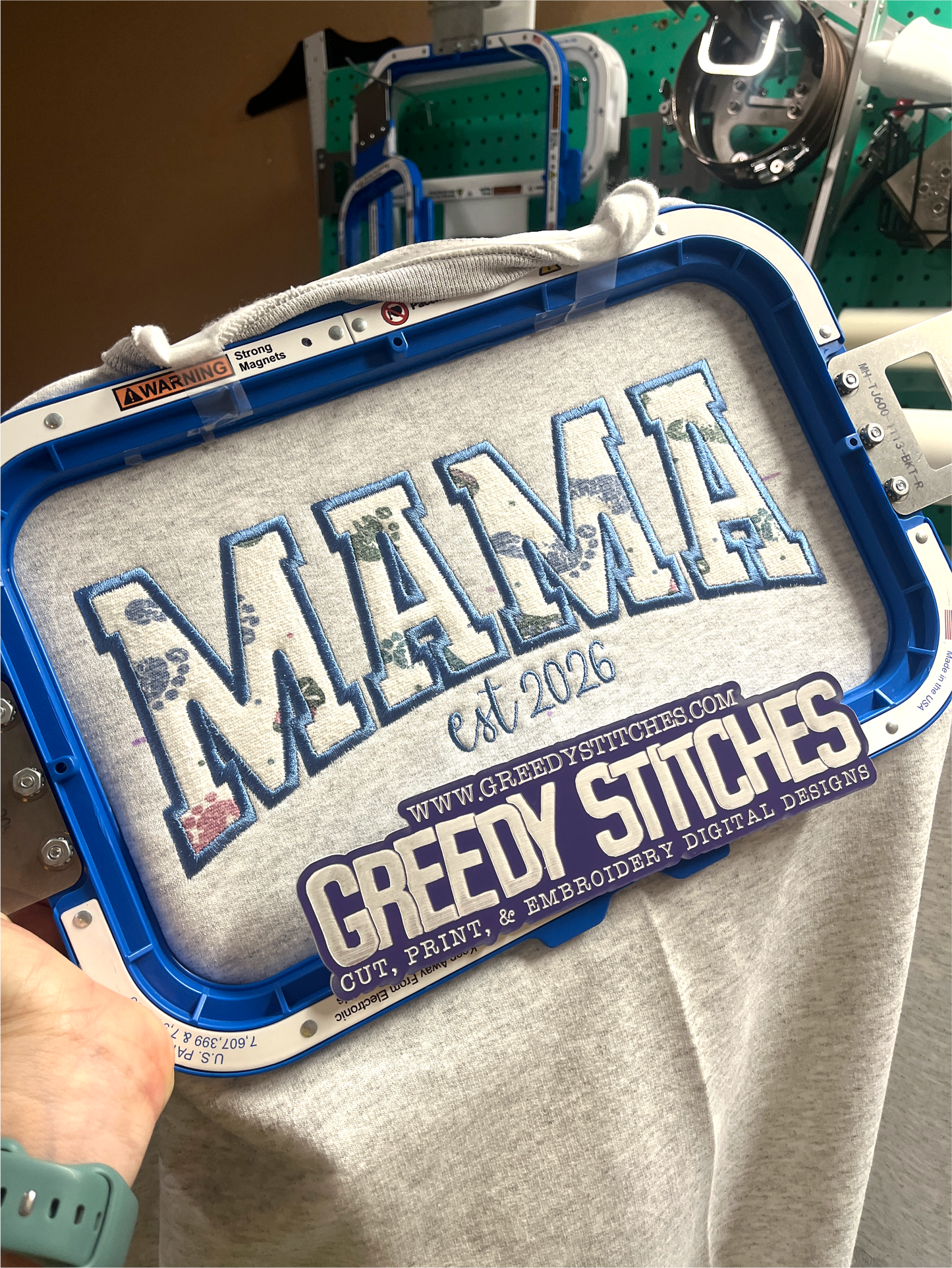 Mama Arched Varsity Satin Stitch Applique Machine Embroidery