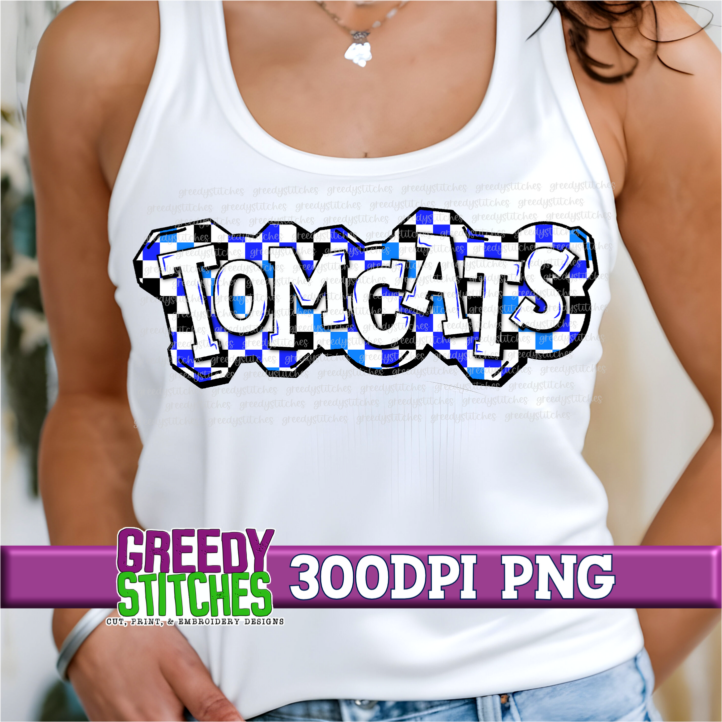 Checker Tomcats Plate PNG - Royal Black