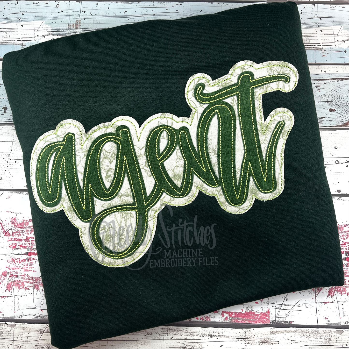 Agent Bean Stitch Double Applique Machine Embroidery Design