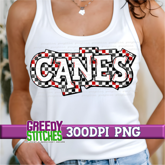 Checker Canes Plate PNG - Red Black