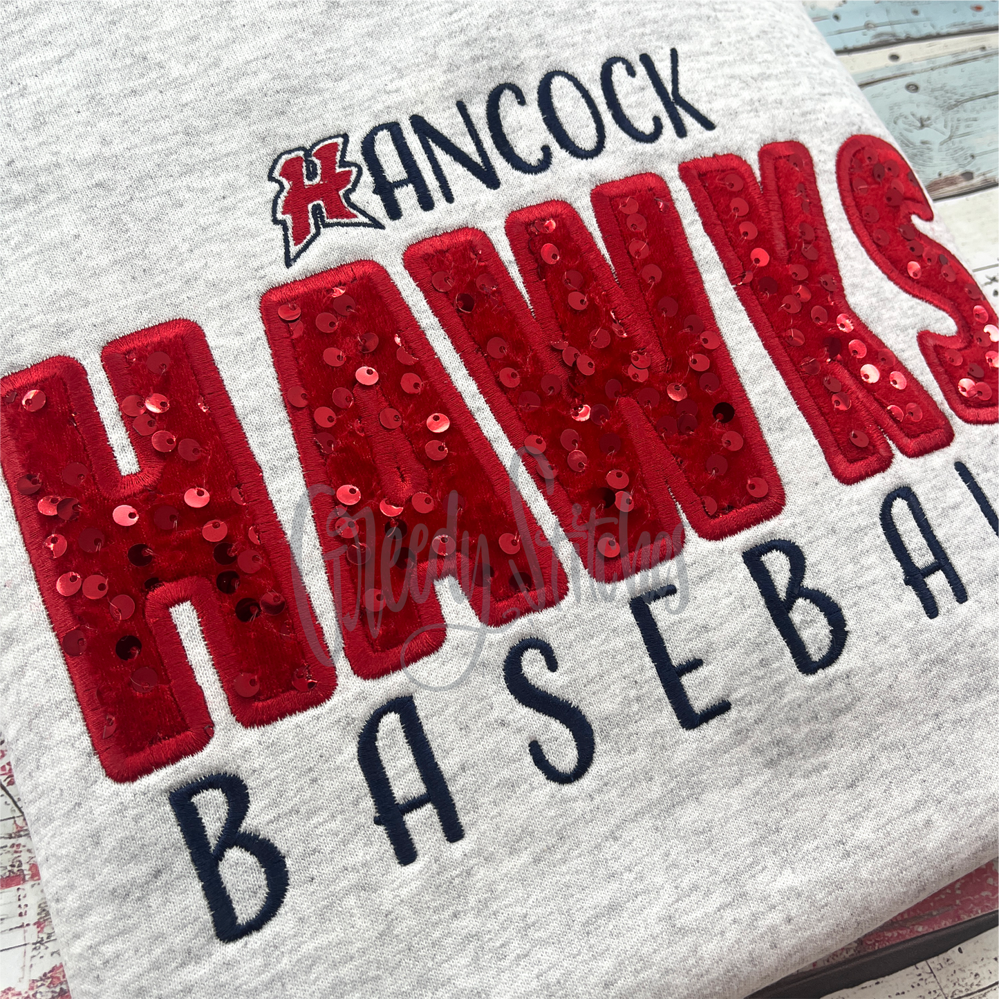 Hancock Hawks Baseball Sequin Sweatshirt
