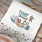 Embroidered Safari Personalized Heirloom Quilt in White with Safari Trim