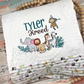Embroidered Safari Personalized Heirloom Quilt in White with Safari Trim