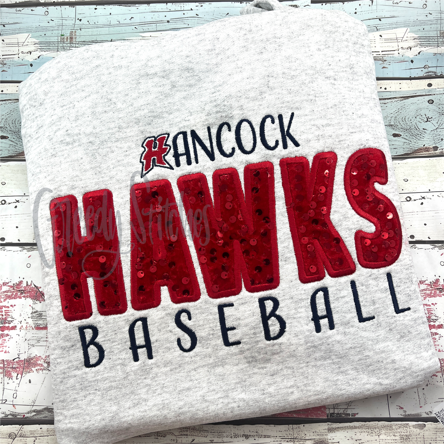 Hancock Hawks Baseball Sequin Sweatshirt