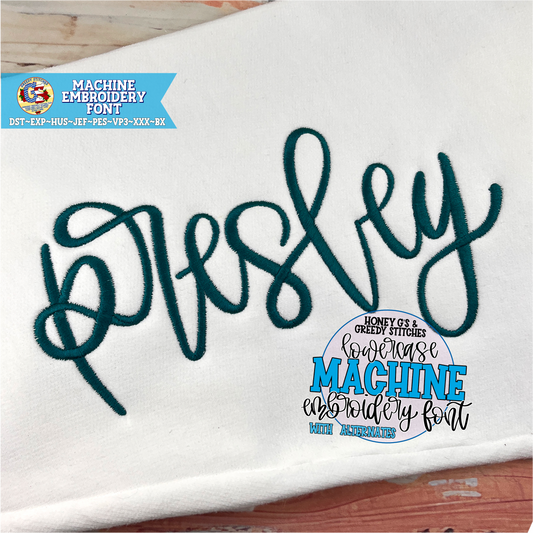 Presley Machine Embroidery Font - 5 Sizes