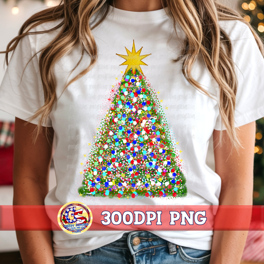 Hand Drawn Splatter Christmas Tree PNG