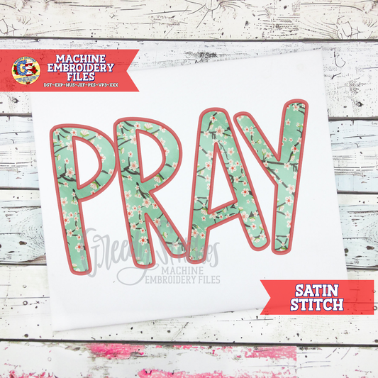 Pray Satin Stitch Machine Embroidery Design