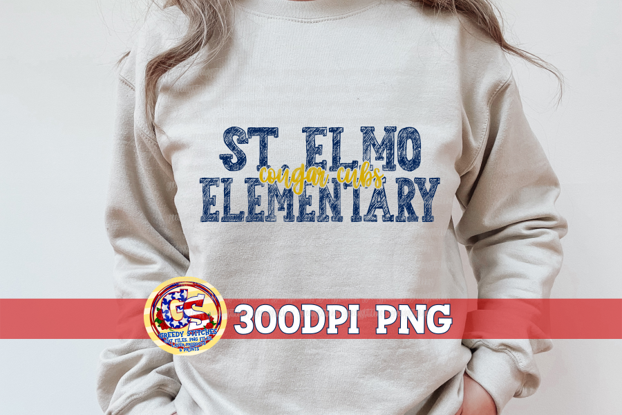 St. Elmo Elementary Cougar Cubs Scribble PNG for Sublimation