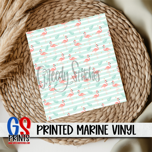 Flamingo Teal Stripes Marine Vinyl