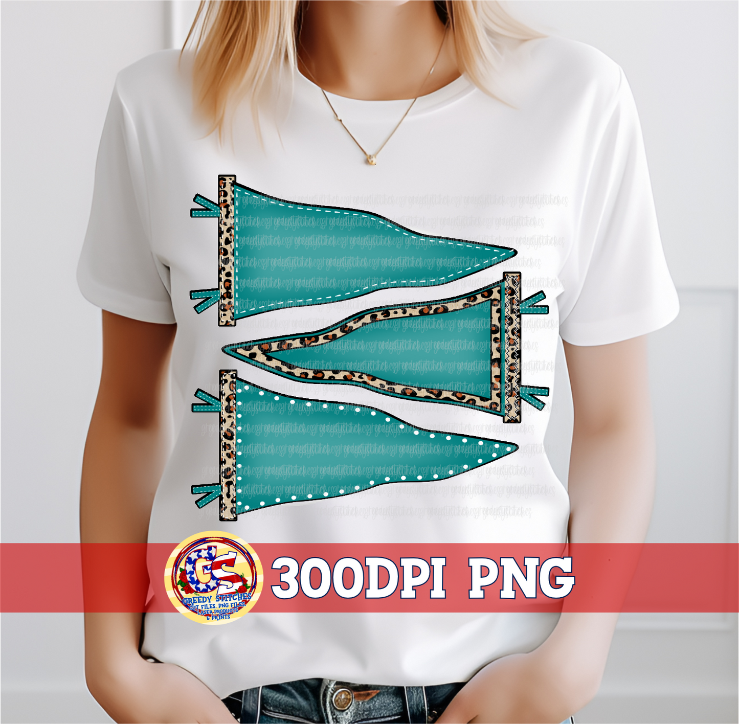 Teal Leopard Pennant Set PNG