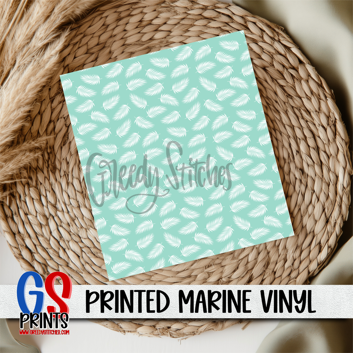 Tropical Teal Fronds Marine Vinyl
