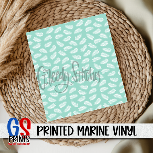 Tropical Teal Fronds Marine Vinyl