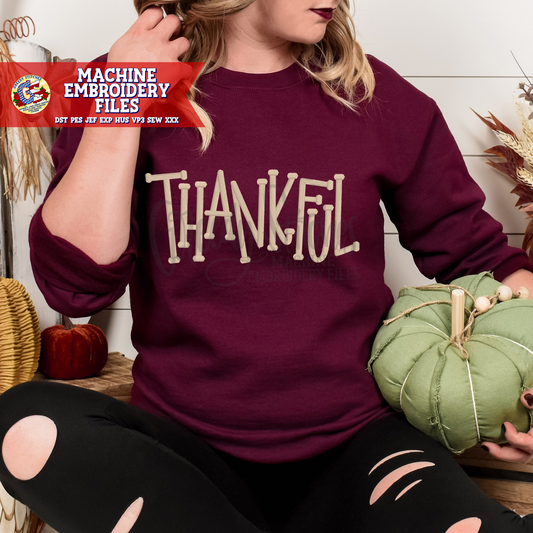 Thankful Machine Embroidery Design - FOR USE WITH PUFFY FOAM