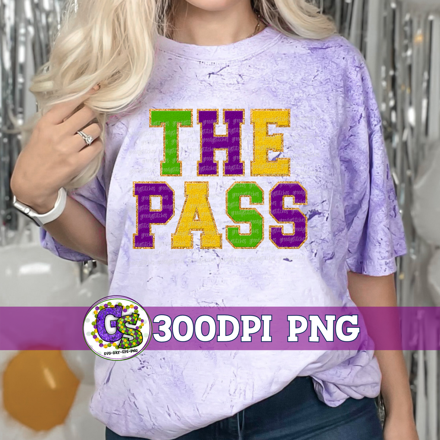 The Pass Mardi Gras Faux Chenille PNG