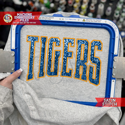 Tigers Varsity Bottom Arch Satin Stitch Applique PES DST HUS JEF EXP VP3 XXX