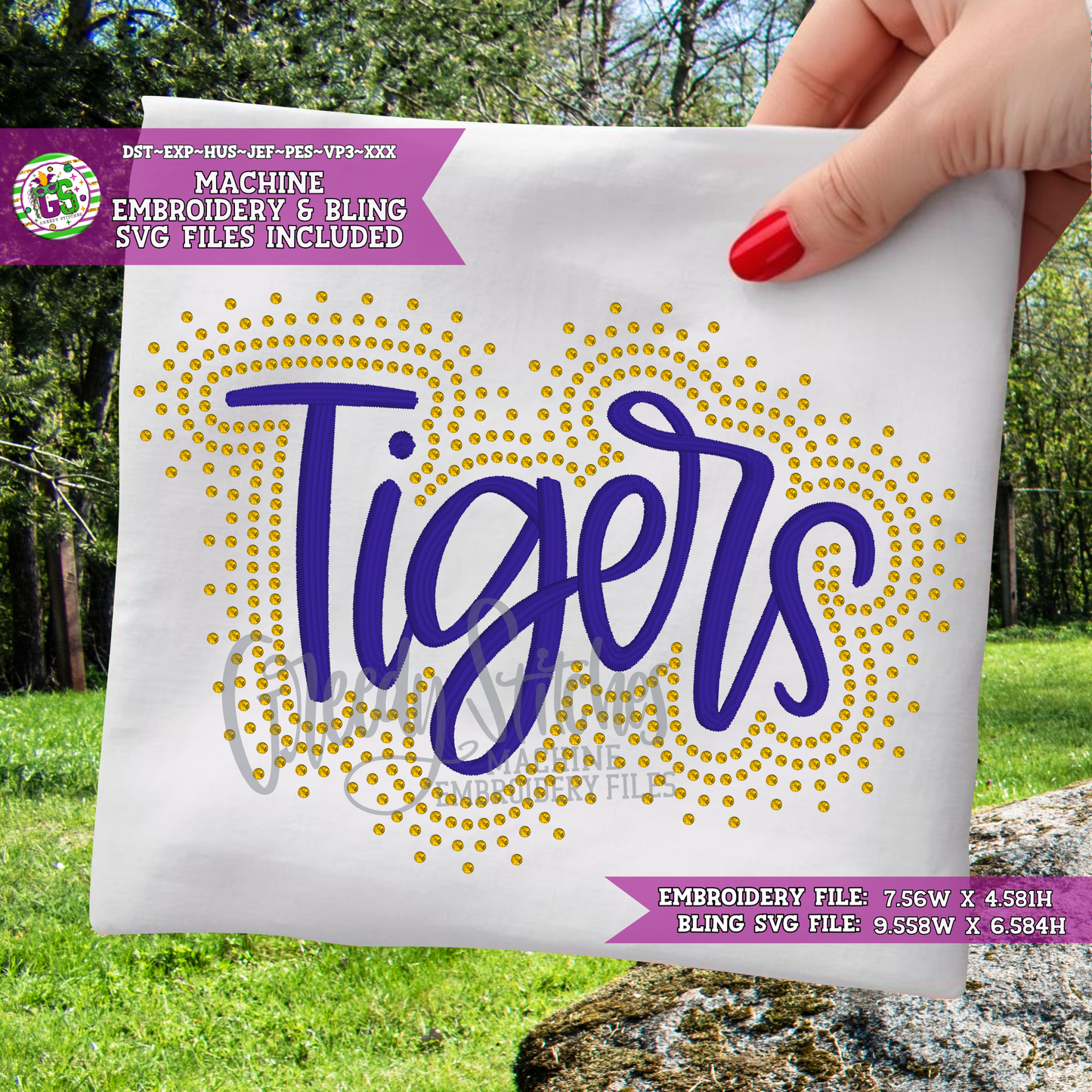 Tigers Script Bling & Machine Embroidery Design