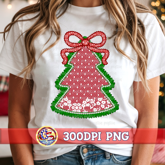 Ruffles, Pearls, and Lace Red Christmas Tree PNG