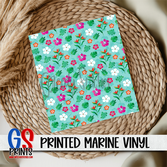 Tropical Flowers Marine Vinyl