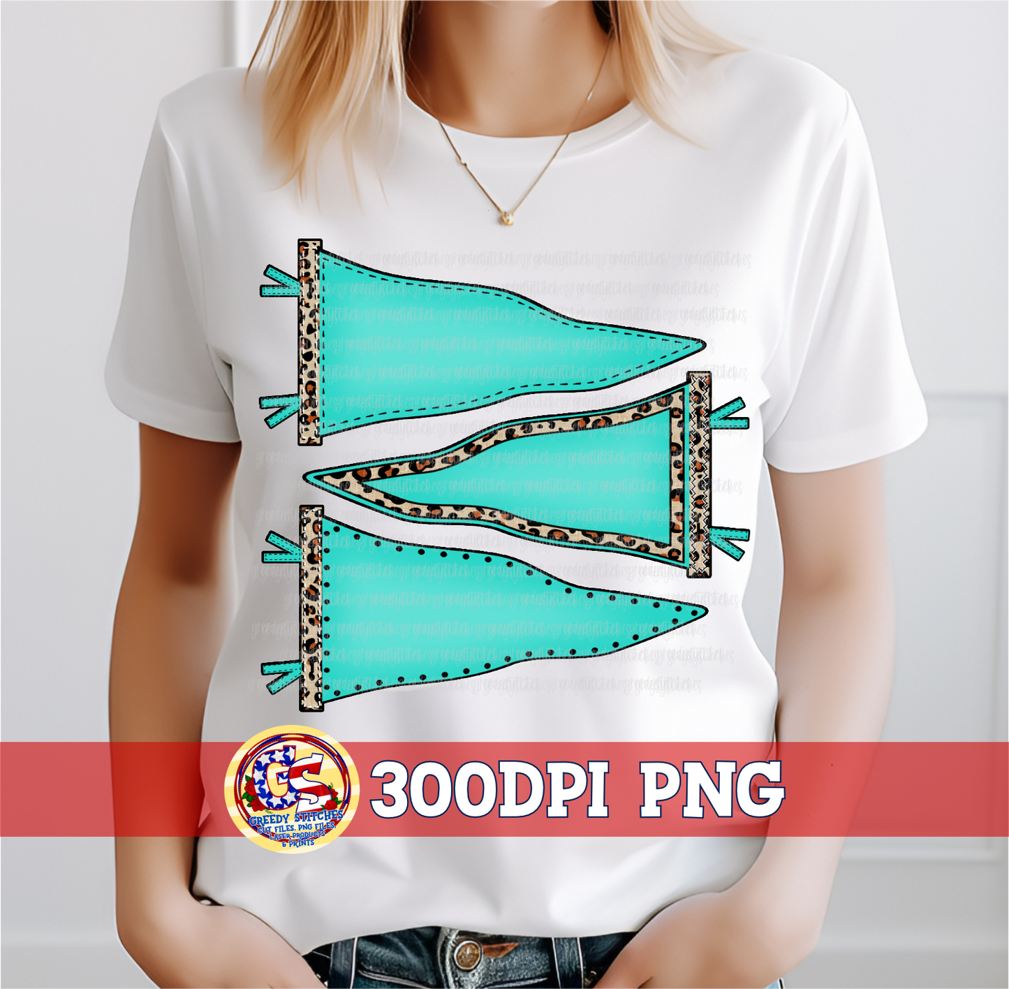 Turquoise Leopard Pennant Set PNG